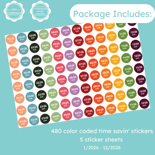 Pharmacy Expiration Date Stickers - Edition 2026 - BUYONEGETONE50%OFF